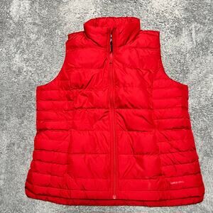 Lands End Down Coat Vest Womens XL 18 Puffer Quilted Jacket Red